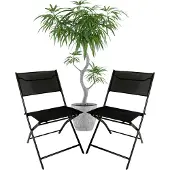 Bauerkraft 2 moderne schwarze Metall-Gartenstühle klappbar