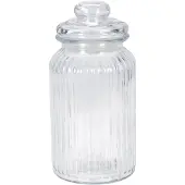 Eh Excellent Houseware Geriffeltes Glas mit dicht schließendem Deckel, 1000 ml
