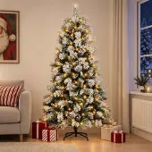 Syfax Künstlicher klappbarer Weihnachtsbaum 210 cm 300 LEDs
