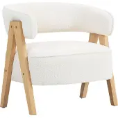 HOMCOM Sessel gepolsterter Loungesessel mit Armlehnen, Fleece-Optik, Weiß