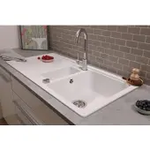Respekta Küchenspüle Einbauspüle Spülbecken Granitspüle 100 x 50 Weiß Austin