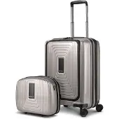 Redolz mit Laptopfach Essentials 14 Trolley With Front Pocket + Beauty Case Coffee Grey Metallic taupe 54cm