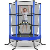 Songmics Kinder Trampolin Indoor und Outdoor 174 cm, Mini Fitness Trampolin – blau
