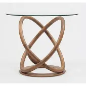 AEA Moderner Couchtisch Rund Glasplatte Holzgestell Skulpturales Design