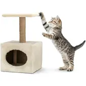 OEM Kratzbaum mit Höhle, 53 cm, Beige, für Katzen