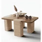 AEA Design Couchtisch Beige Braun Steinoptik Holzplatte Wohnzimmer