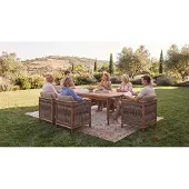 Xl Moebel Gmbh Modernes Gartentisch-Set aus Holz mit 6 Rope-Stühlen und beige