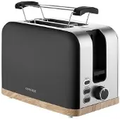Concept ELWOOD TE2016 Toaster 2-Scheiben 950W Edelstahl schwarz mit Krümelfach und Aufwärmfunktion