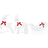 vidaXL Weihnachtsrentier mit Schlitten 3 stk. 60 LEDs Kaltweiß