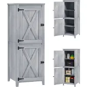 Outsunny Gartenschrank Holz Geräteschuppen wetterfest Geräteschrank, 60x60x160cm