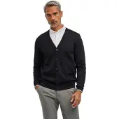 Falke Pure Merino Wool Herren Cardigan, L, Schwarz, Schurwolle