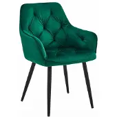 Leobert JORK Stuhl - dunkelgrüner Samt / schwarze Beine x 1