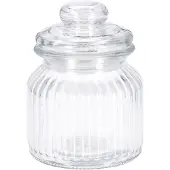 Eh Excellent Houseware Geriffeltes Glas mit dicht schließendem Deckel, 500 ml