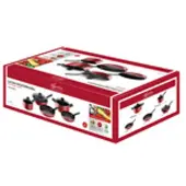 Lagostina Cucina Mediterranea, Gemischtes Set, Rot, Aluminium, Titan Einfach, Schwarz, Bakelit