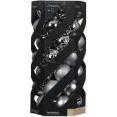 Décoris Silberne Weihnachtsdekorationen, Set mit 35 Stück