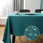 Markenlos Tischdecke in Leinenoptik dunkelgrün, wasserabweisend, für Esstisch