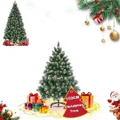 Merkloos Kunsttannenbaum – PVC – 150 cm – Grün mit Schneeeffekt – Metallfuß