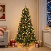 Syfax Künstlicher Weihnachtsbaum mit Weihnachtskugel 180 cm 300 LEDs