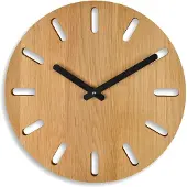 Merkloos Eiche Holz Wanduhr, analog, mit großem Zifferblatt