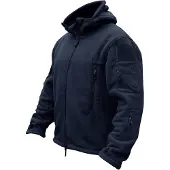 Merkloos Herrenfleecejacke, marineblau, winddicht mit Kapuze, geeignet für Outdoor-Aktivitäten