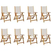 vidaXL Klappstühle, 8-teilig, Massivholz Akazie und Textilene