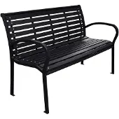 vidaXL Gartenbank Schwarz 116 cm Stahl und WPC