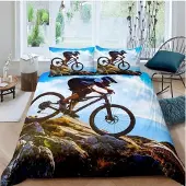Merkloos Bettbezug für Einzelbett mit Fahrradmotiv und Kissenbezug