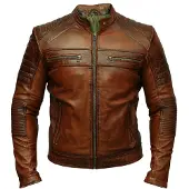 Dripio Motorjack aus Leder, gewaxt, braun, XS