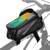 Markenlos Fahrrad Oberrohrtasche 1,5 Liter wasserabweisend Handyfach Touchscreen Schwarz