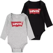 Levi's Kids Levis Kids Langarmbody "LHN LS 2PK BATWING BODYSUIT SE" Packung, 2 im 2er Pack mit Batwing-Logo auf der Brust, Baumwolle