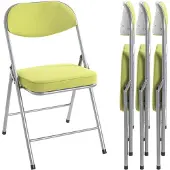 OEM 4er-Set Klappstühle, gepolstert, Olive, Stahl, B47xH79xT53 cm