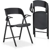 OEM 2er-Set Klappstühle mit Armlehnen, Kunststoff, Stahlgestell, schwarz