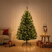 Syfax Künstlicher klappbarer Weihnachtsbaum 120 cm 150 LEDs