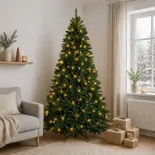Syfax Künstlicher klappbarer Weihnachtsbaum 240 cm 600 LEDs