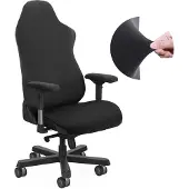 Markenlos Stuhlbezug Set Gamingstuhl Bürostuhl elastisch schwarz 4-teilig Polyester