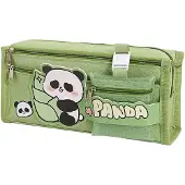 OEM Panda Federmäppchen groß, grün, Stifteetui Schule