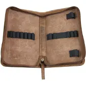 OEM Stifteetui aus Rindsleder, 15 Schlaufen, Braun, 20x12x3,5 cm