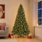 Syfax Künstlicher Weihnachtsbaum Grün mit Weihnachtskugeln 270 cm
