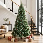 Syfax Künstlicher klappbarer Weihnachtsbaum 300 cm PVC Grün und Weiß