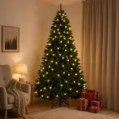 Syfax Künstlicher klappbarer Weihnachtsbaum 210 cm 400 LEDs