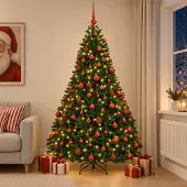 Syfax Künstlicher Weihnachtsbaum Mittelgrün mit Kugeln 240 cm