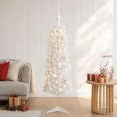 Syfax Künstlicher schmaler Weihnachtsbaum mit Weihnachtskugel 120 cm