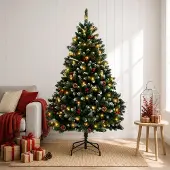 Syfax Künstlicher klappbarer Weihnachtsbaum 180 cm 300 LEDs