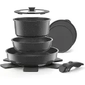 YASHE 9-teiliges Kochgeschirrset, Induktion, ungiftig, PTFE- und PFAS-frei