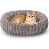 Dripio Rundes Plüsch-Haustierbett, 60 cm, Khaki, für Katzen und Hunde