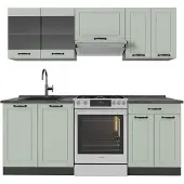 Vicco Küchenzeile R-Line Mint Landhaus/Anthrazit 200 cm Arbeitsplatte Anthrazit, Model 70826