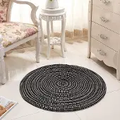 Sonstiges Runder Outdoor Teppich Geflochten Grau 80cm Superfeine Faser