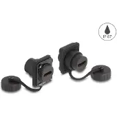 DeLOCK D-Typ Modul HDMI-A Buchse zu HDMI-A Buchse mit Verschlusskappe IP67 staub- und wasserdicht, Schwarz, HDMI-A, HDMI-A, Weiblich, Weiblich, Kunststoff