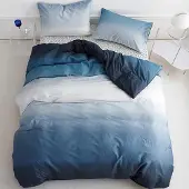 Merkloos Blauw-Wit Reversibles Bettwäsche-Set, 135 x 200 cm