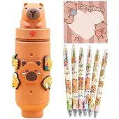 Merkloos Süßes Capybara-Schutzhülle aus weichem Silikon – 2-in-1-Schreinset für Kinder